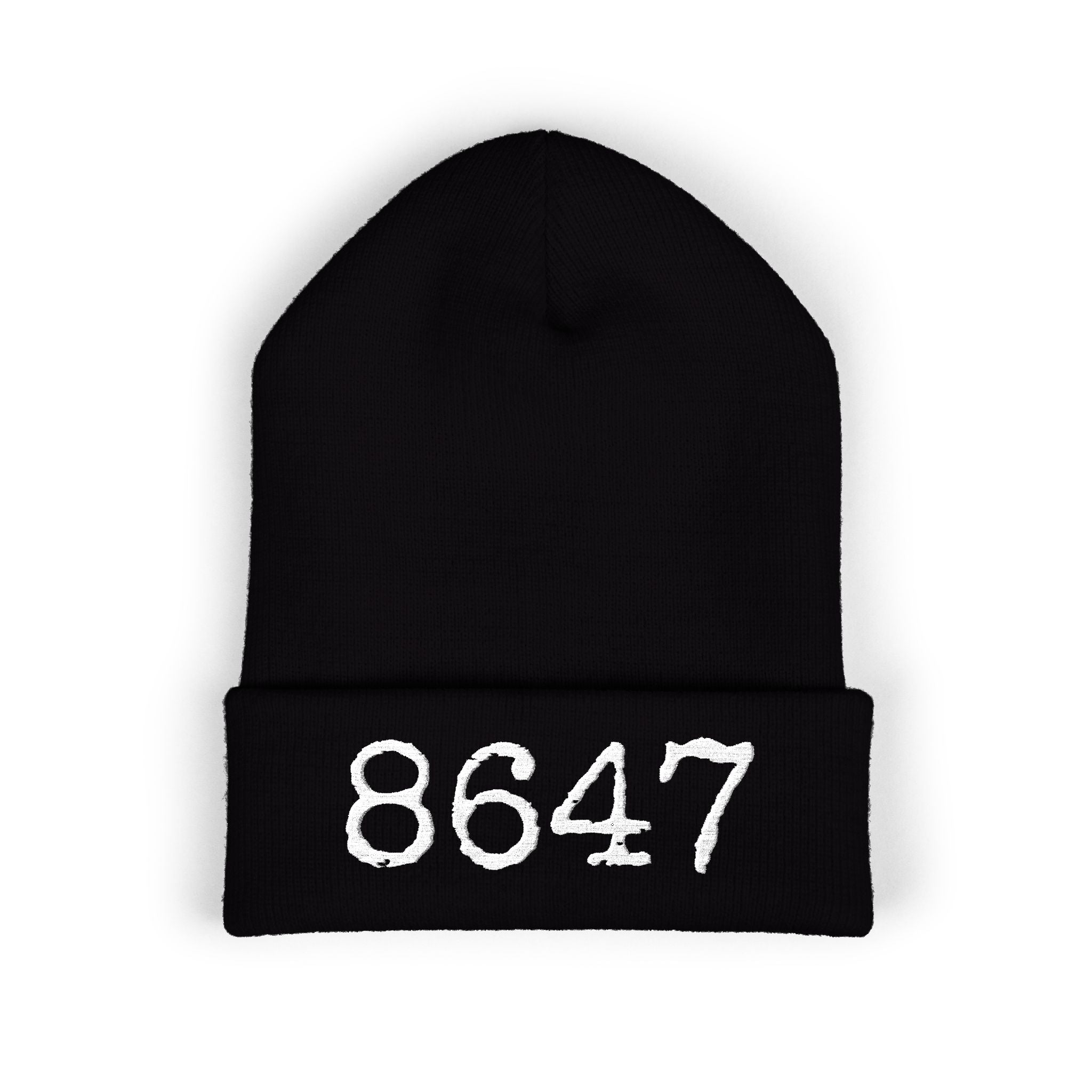 YXNGBRATZ BEANIE ブラック 8647 Winter Hat - Black Embroidered Beanie with White Text