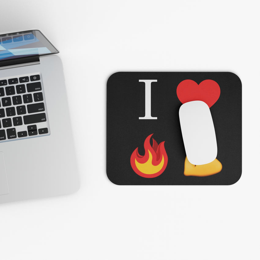 I Heart Fire Bicep Mouse Pad, Black