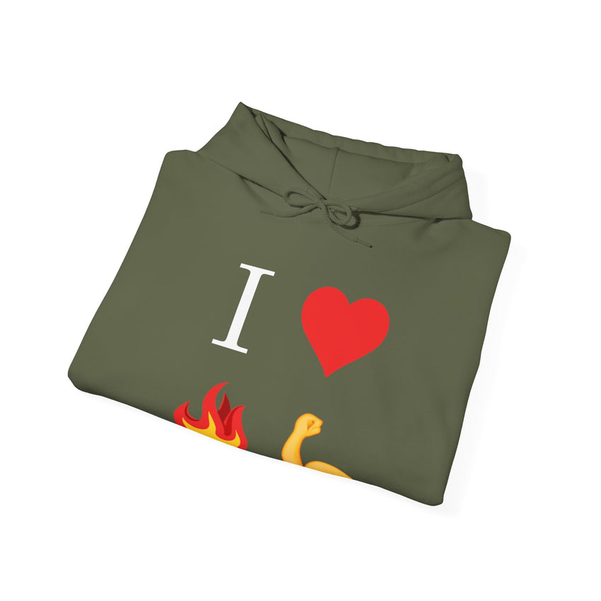 I Heart Fire Bicep Hoodie Pullover