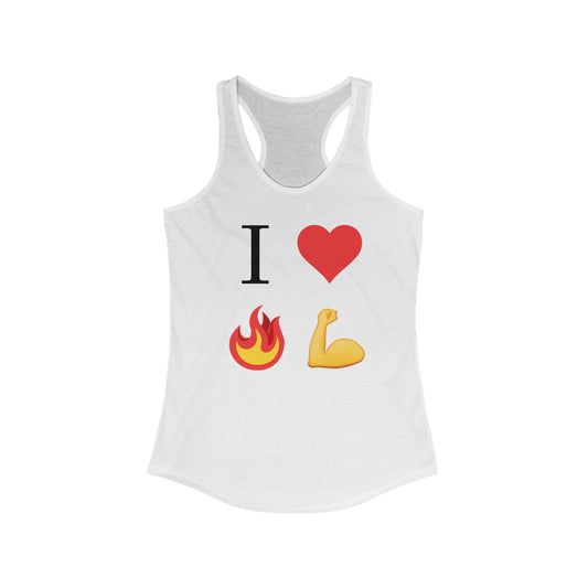 I Heart Fire Bicep Women's Racerback Tank