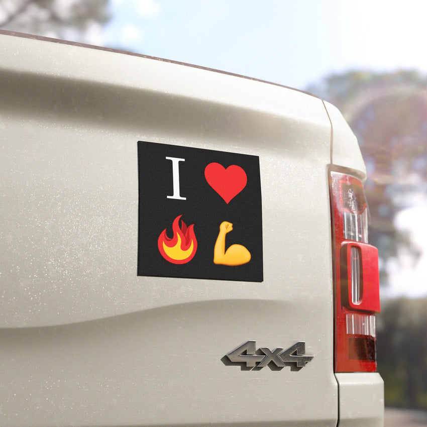 I Heart Fire Bicep Truck or Car Magnet