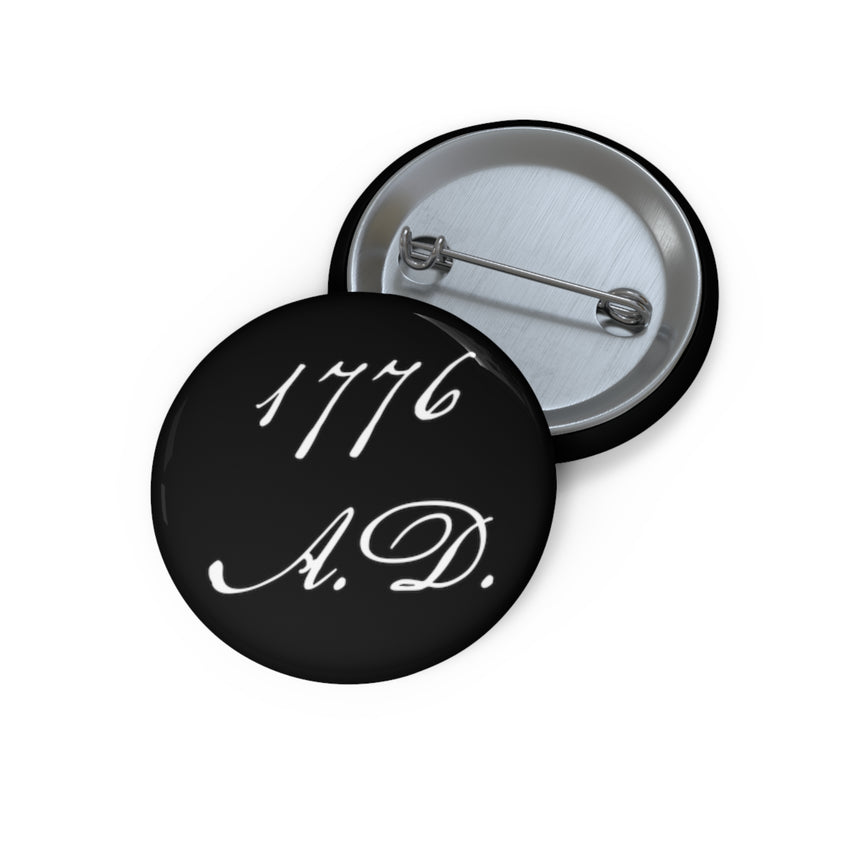 1776 A.D. Pin Button, Black