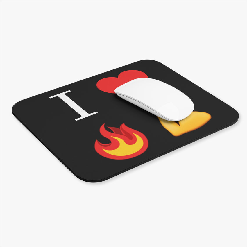 I Heart Fire Bicep Mouse Pad, Black