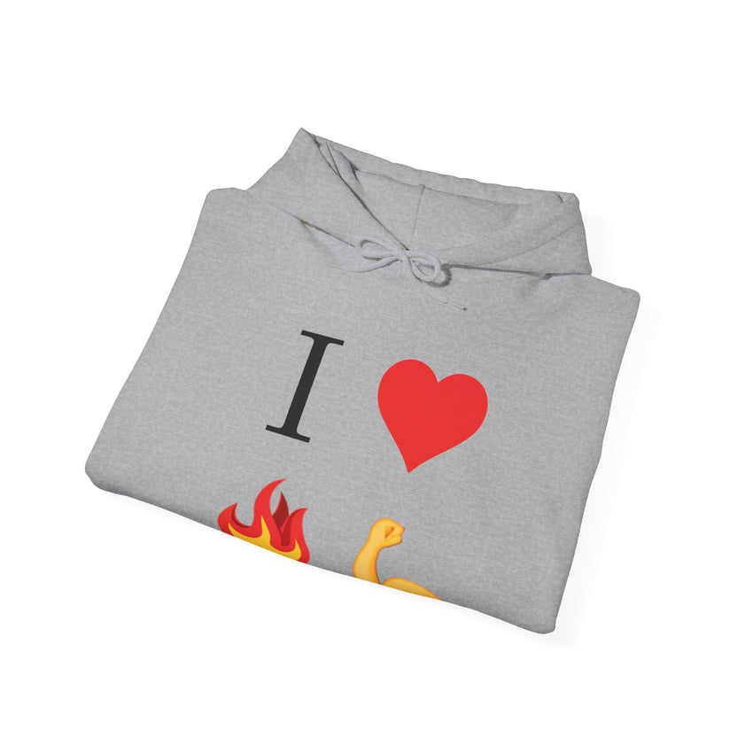 I Heart Fire Bicep Hoodie Pullover