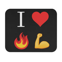 I Heart Fire Bicep Mouse Pad, Black